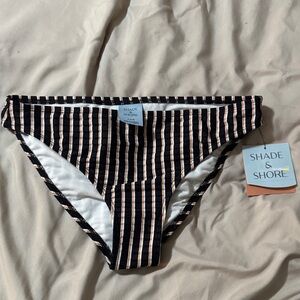 Shade & Shore Black and White Striped Bikini Bottom